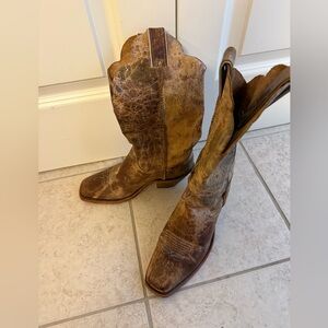 Justin Bent Rail Brown Leather Cowboy Boots
